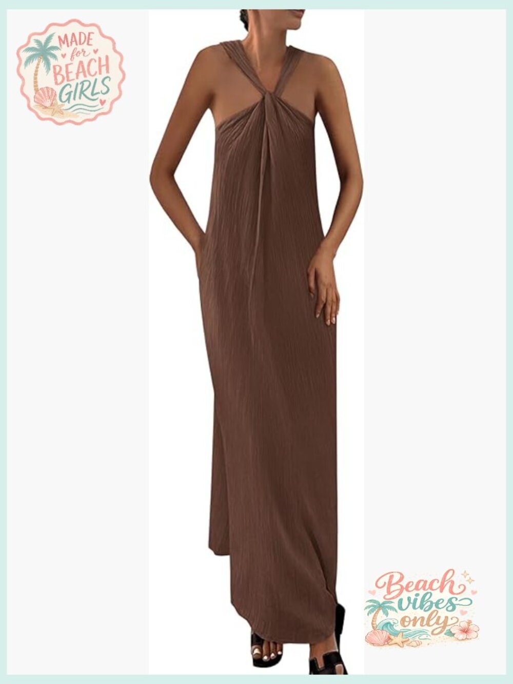 Sleeveless Strappy Maxi Dress with Pockets Flowy Casual Summer